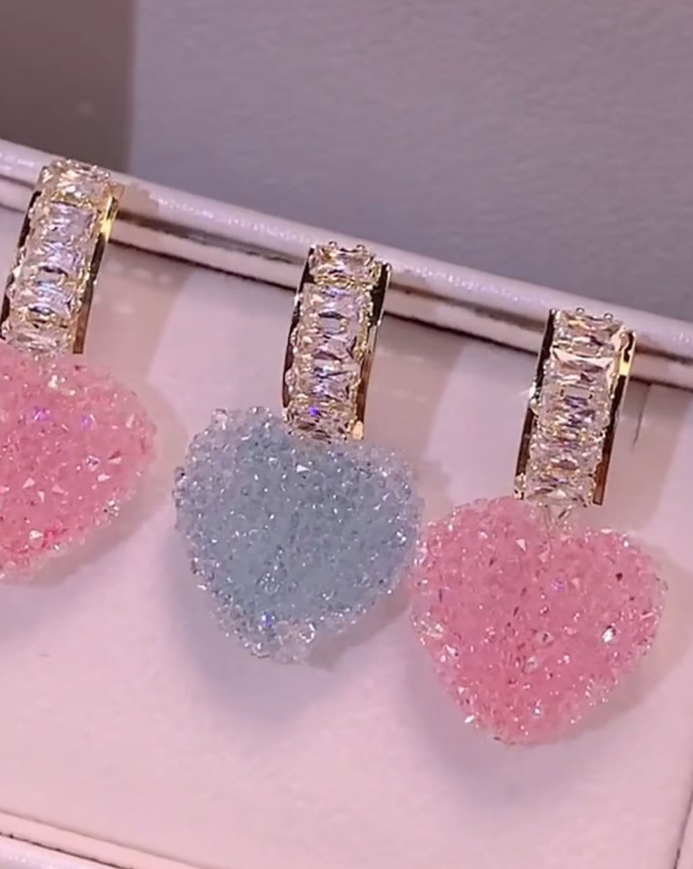 Korean Rock Candy Heart Earrings - Pink | - Magicalverseshop