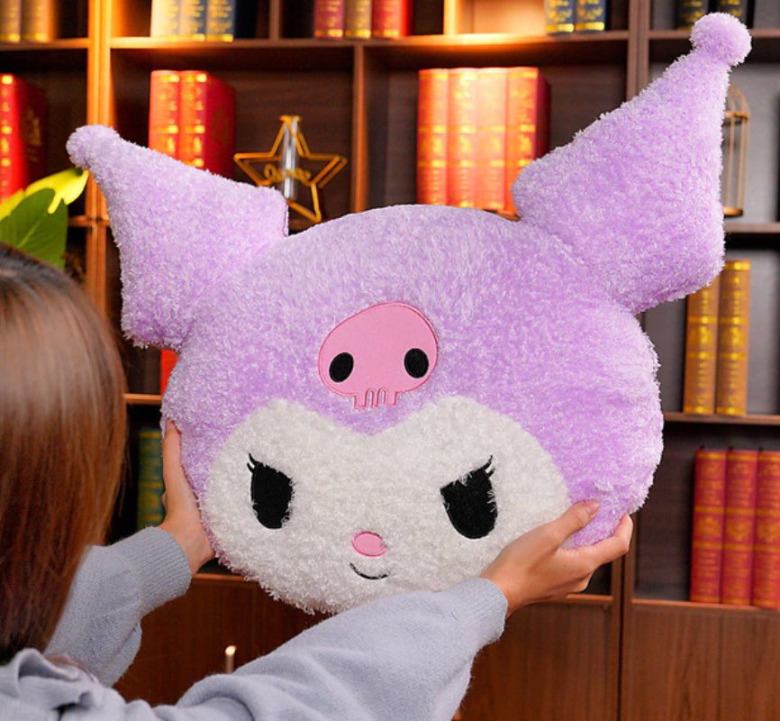 Kuromi Face Pillow (Mulitple Colors!) - Medium- 55 cm / Purple | - Magicalverseshop