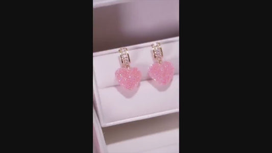 Korean Rock Candy Heart Earrings