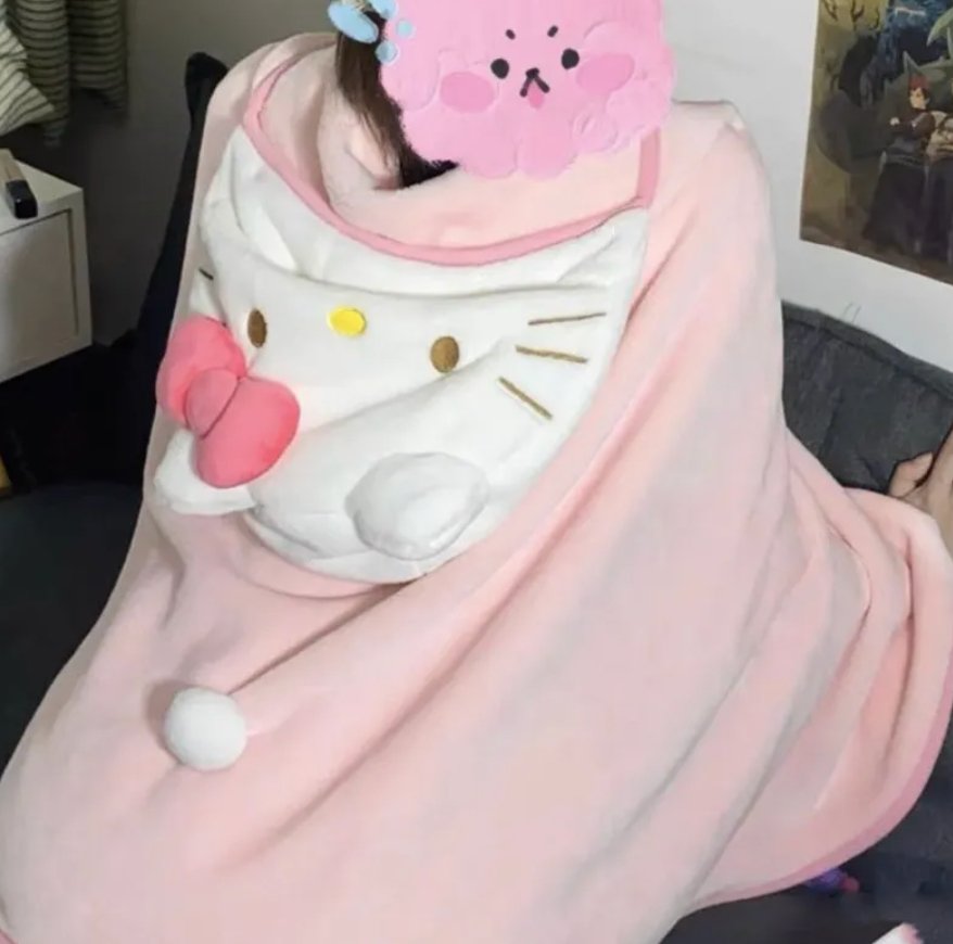 Hello Kitty Hood Blanket – Magicalverseshop