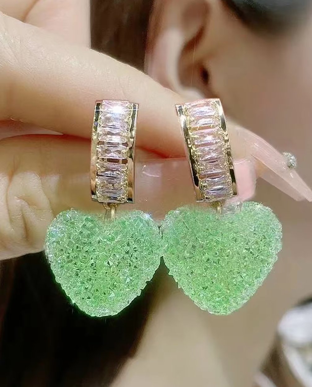 Korean Rock Candy Heart Earrings - Magicalverseshop